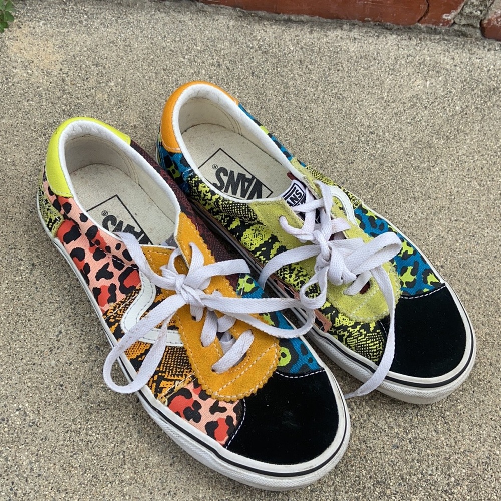 VANS OFF THE WALL ERA PATCHWORK SKATEBOARD SHOES SNEAKERS TRAINERS SZ 6 LEOPARD